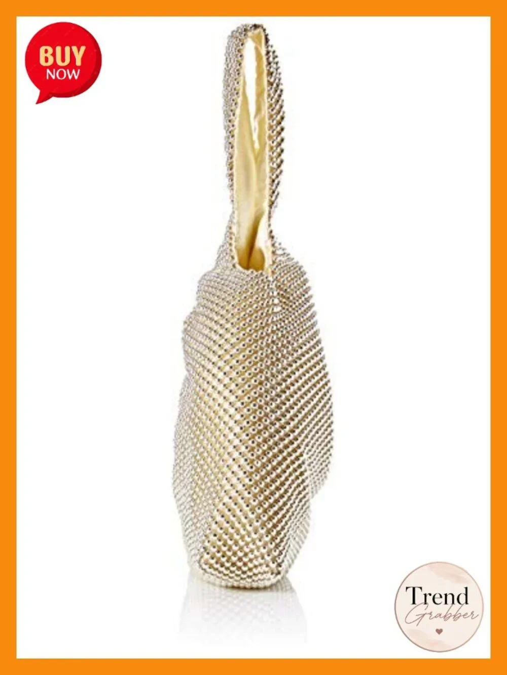 Mesh Evening Pouch Clutch with Ring Handles Magnetic Snap Closure